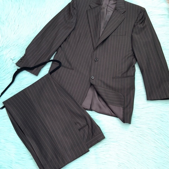 Hickey Freeman Classic Fit Brown Pin Stripe Wool Suit - Picture 2 of 11